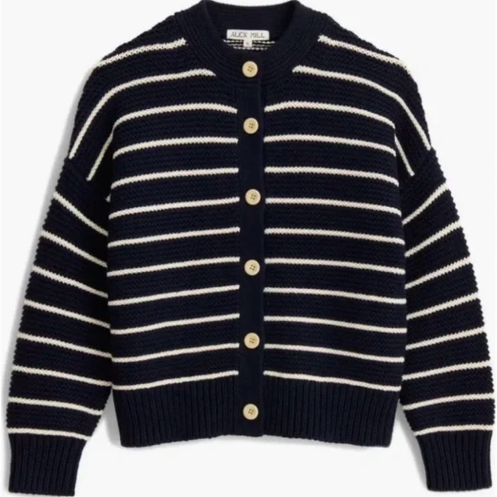 Alex Mill Navy and White Striped Cardigan